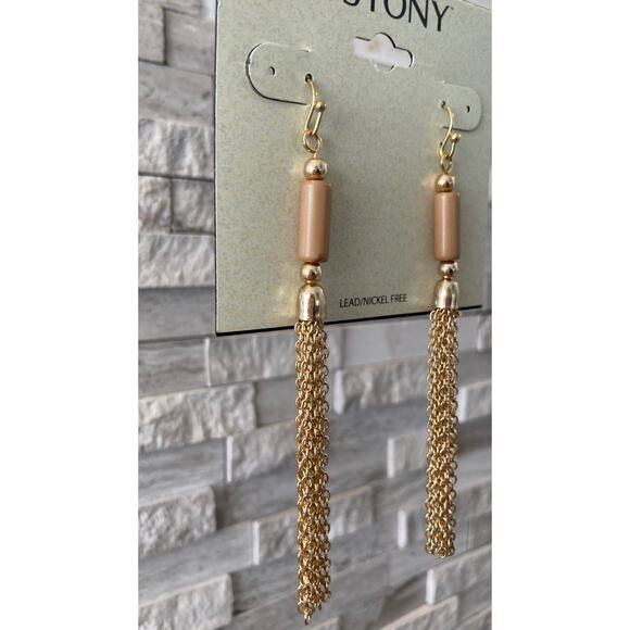 2/$24! Earrings Stony Gold and Tan - Picture 3 of 5